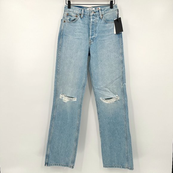 Re/Done 90s High Rise Loose Baggy Light Wash Jeans - Picture 2 of 8